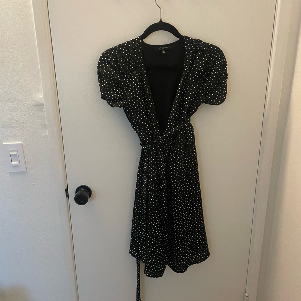 Black Polka Dot Wrap Dress